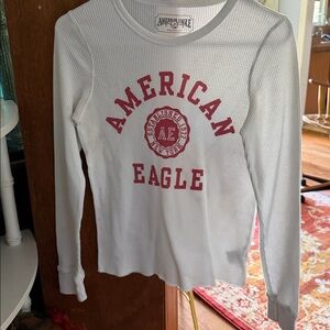 American Age White and Red Long Sleeve Tee